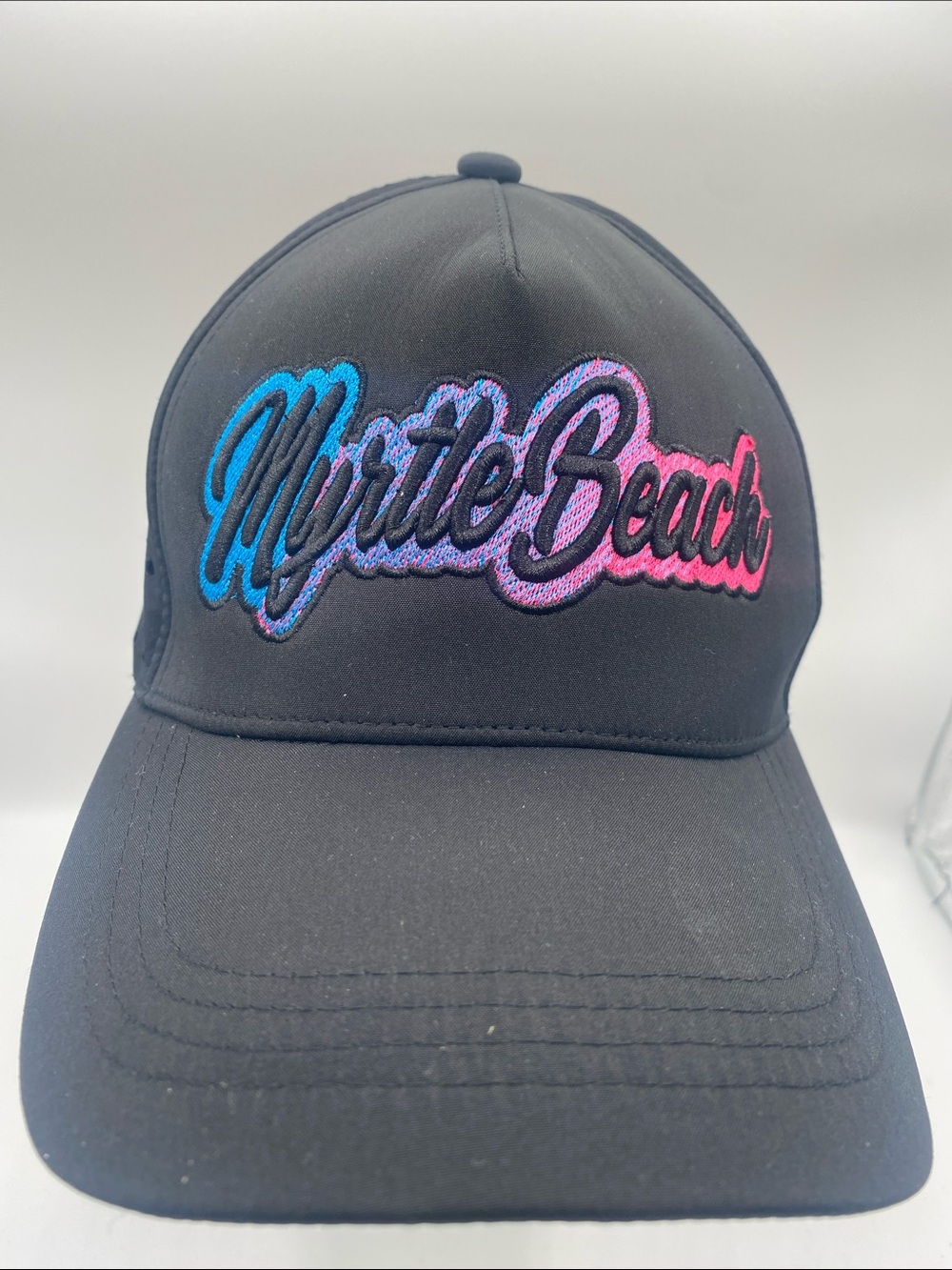 Myrtle Beach Gradient Script Black Adult Adj. Cap